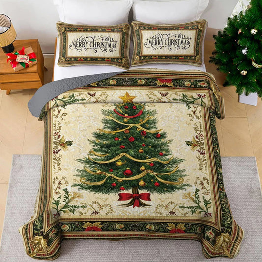 Pajabear Quilt 3-Piece Set Classic Christmas Tree