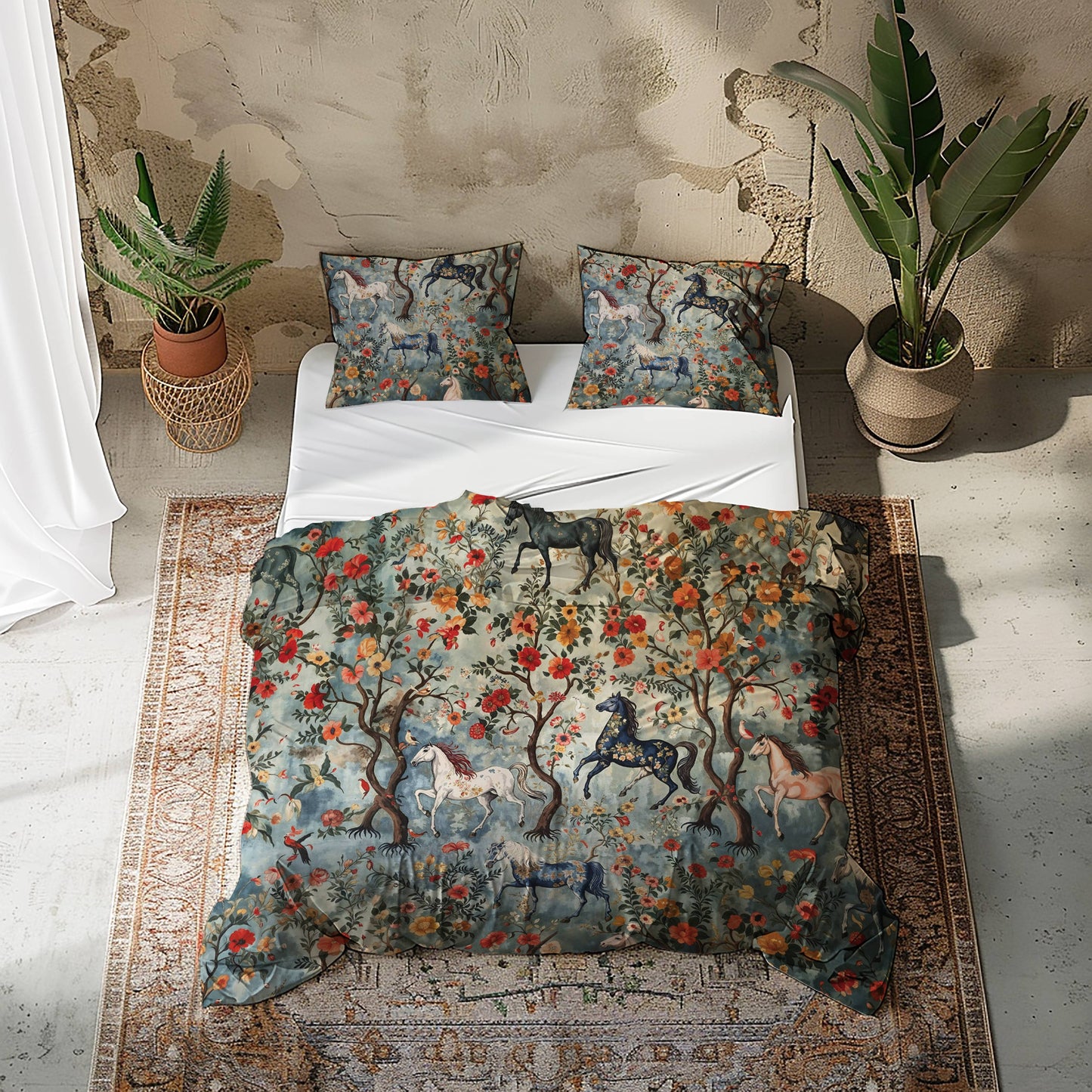 Pajabear 3 Pieces Duvet Cover Set Mystical Steed