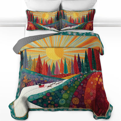 Pajabear Quilt 3-Piece Set Colorful Forest Path