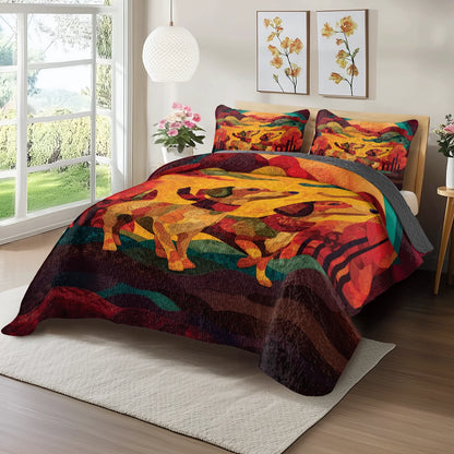 Pajabear Quilt 3-Piece Set Sunset Dachshund Harmony