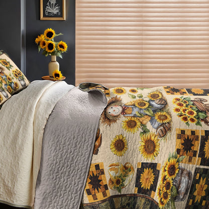 Pajabear Quilt 3-Piece Set Peaceful Farmhouse Sunflower