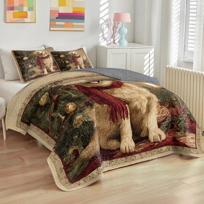 Pajabear Quilt 3-Piece Set Golden Christmas Glow