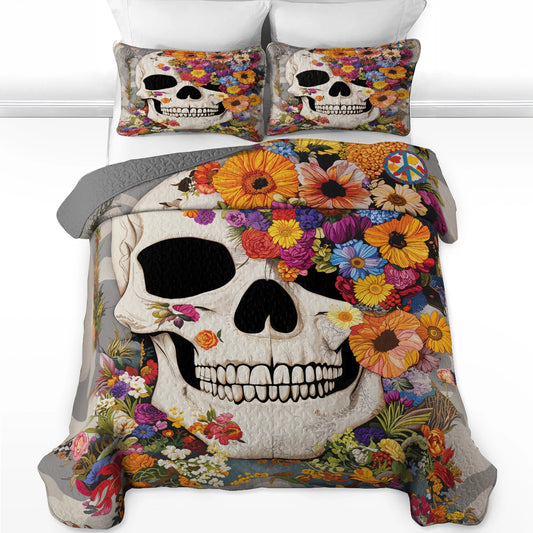 Pajabear Quilt 3-Piece Set Skull Blossom