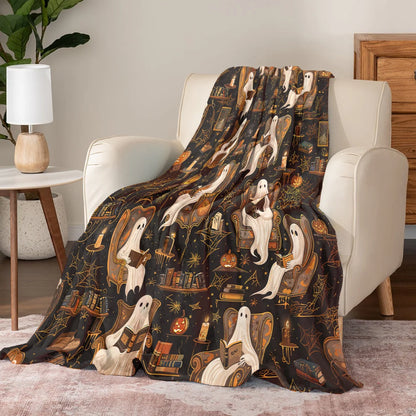 Pajabear Fleece Blanket Halloween Ghostly Book Club
