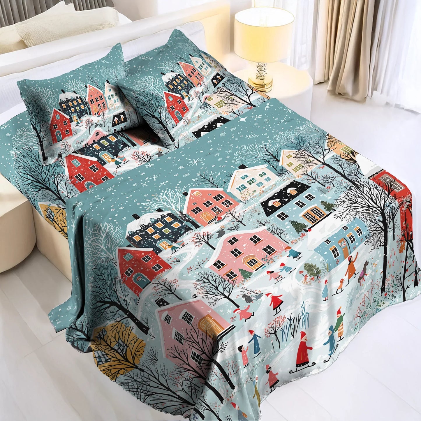 Pajabear 4-Piece Bed Sheet Set - Christmas Winter Wonderland