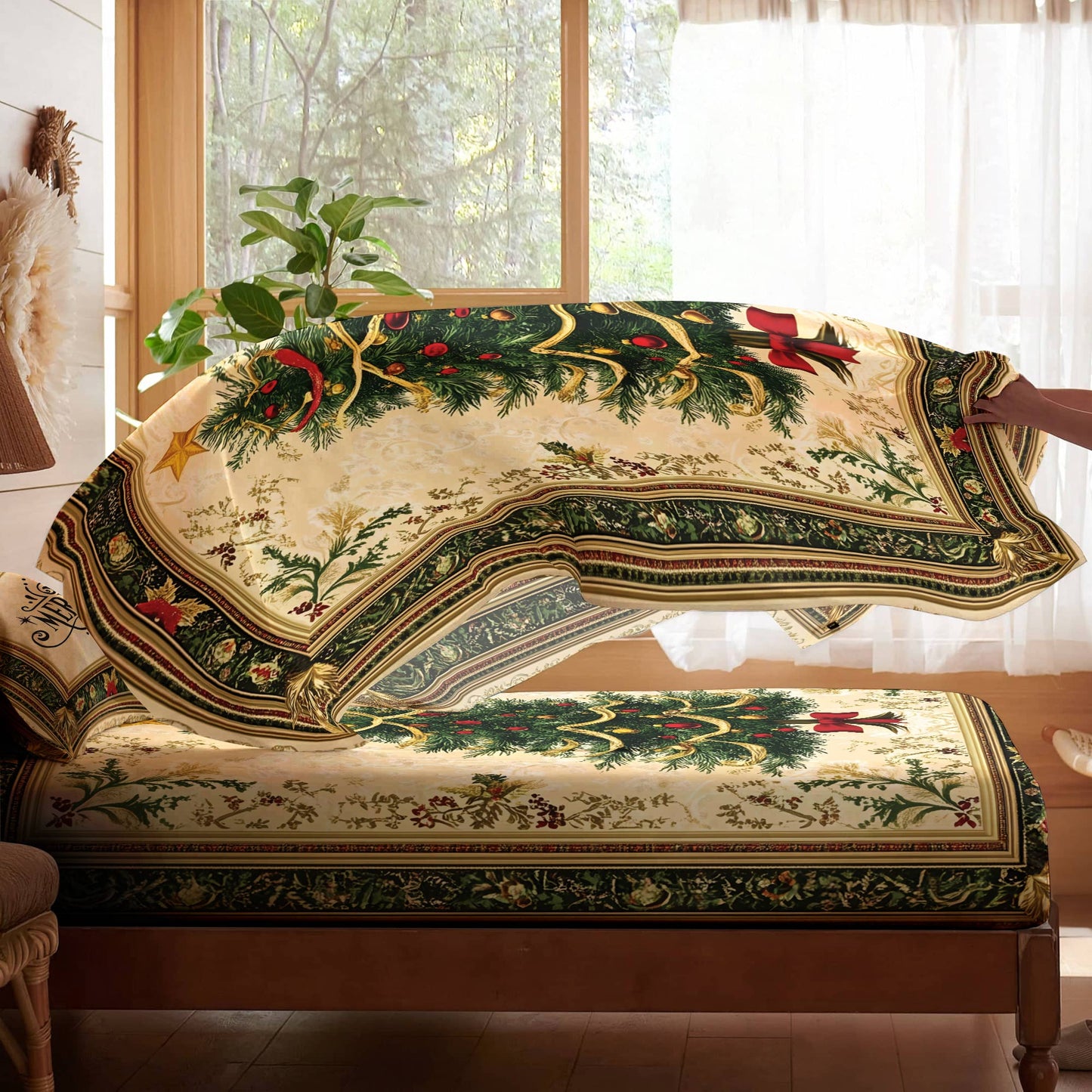 Pajabear 4-Piece Bed Sheet Set Classic Christmas Tree