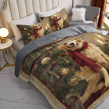 Pajabear Quilt 3-Piece Set Golden Christmas Glow
