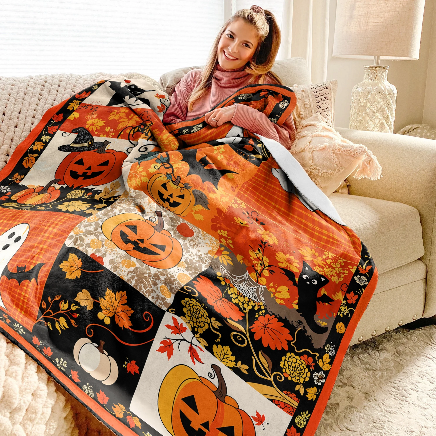 Pajabear Fleece Blanket Patchwork Spooks