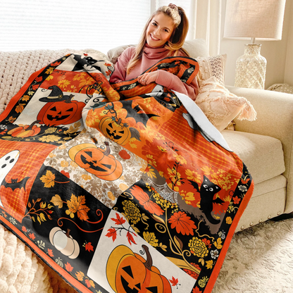 Pajabear Fleece Blanket Patchwork Spooks