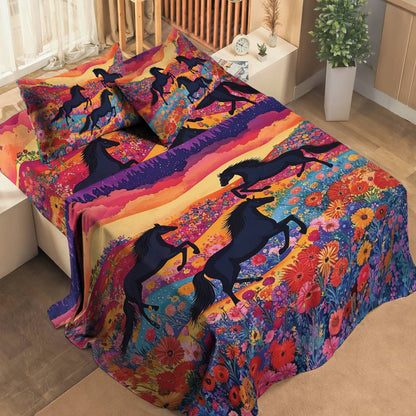 Pajabear 4-Piece Bed Sheet Colorful Horses