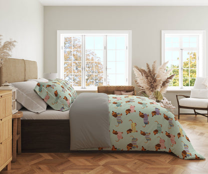 Pajabear 3 Pieces Duvet Cover Set Colorful Dachshunds