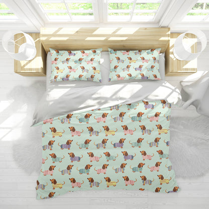 Pajabear 3 Pieces Duvet Cover Set Colorful Dachshunds