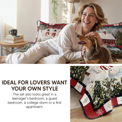 Pajabear Quilt 3-Piece Set Country Christmas Charm
