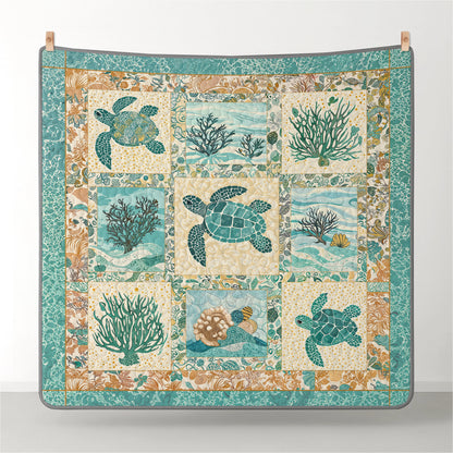 Pajabear Quilt 3-Piece Set AquaMarine Sea Turtle Patchwork