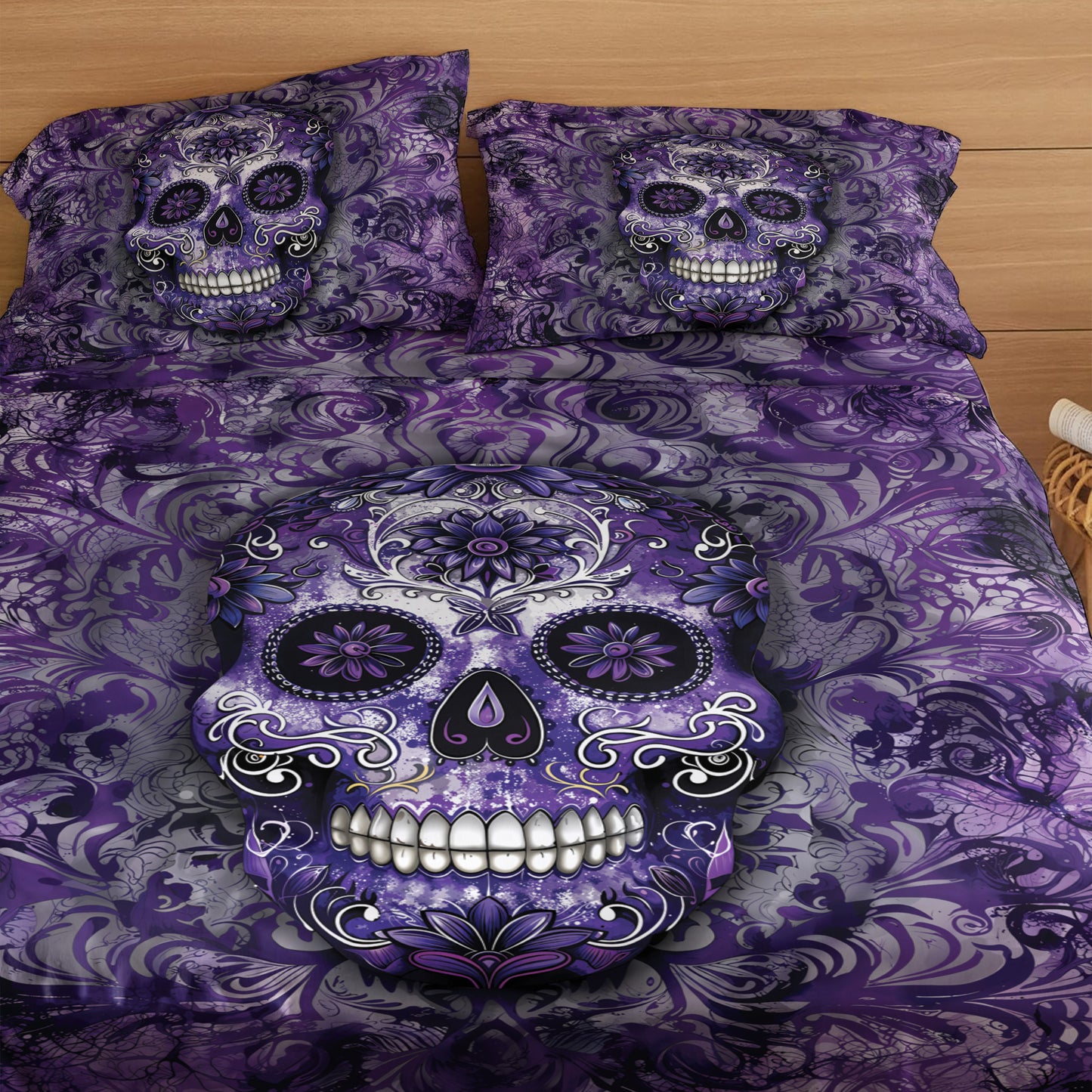 Pajabear 4-Piece Bed Sheet Set Gorgeous Mandala Skull