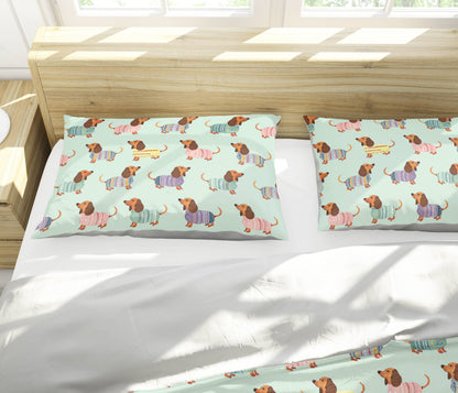 Pajabear 3 Pieces Duvet Cover Set Colorful Dachshunds