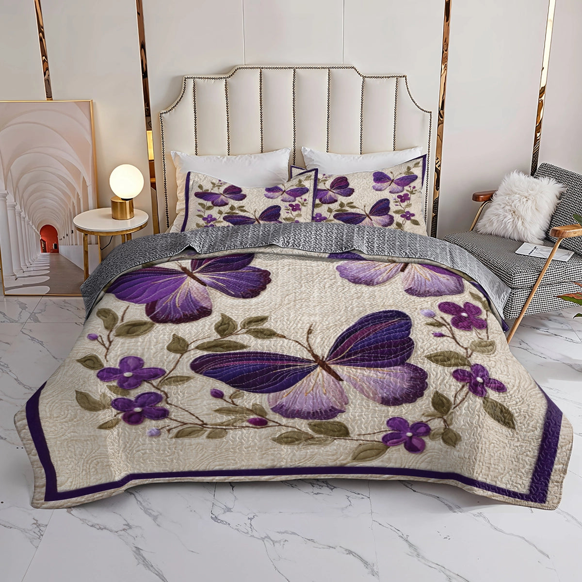 Pajabear Quilt 3-Piece Set Dance of the Violet Wings