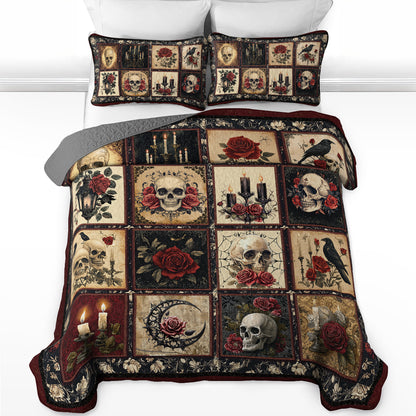 Pajabear Quilt 3-Piece Set Victorian Skull
