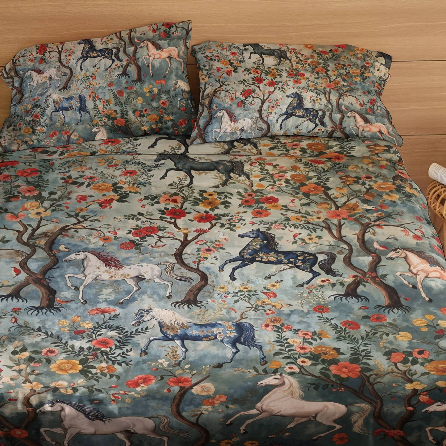 Pajabear 4-Piece Bed Sheet Set Mystical Steeds