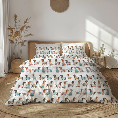 Pajabear 3 Pieces Duvet Cover Set Playful Dachshunds