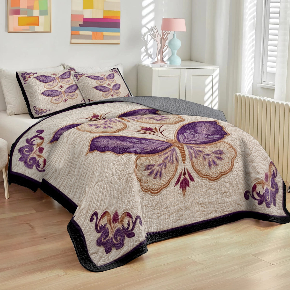 Pajabear Quilt 3-Piece Set Lavender Wings of Grace