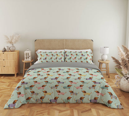 Pajabear 3 Pieces Duvet Cover Set Colorful Dachshunds