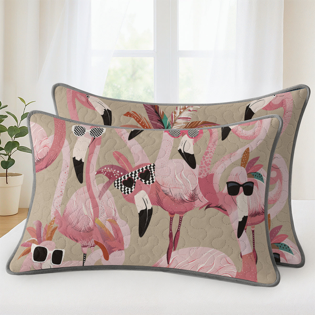 Pajabear Quilt 3-Piece Set Funky Flamingo