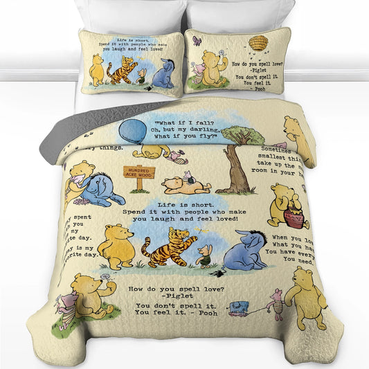 Pajabear Quilt 3-Piece Set Classic Honey Bear Wisdom