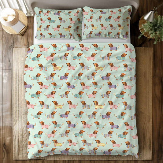 Pajabear 3 Pieces Duvet Cover Set Colorful Dachshunds