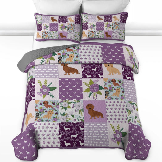 Pajabear Quilt 3-Piece Set Purple Paw Parade