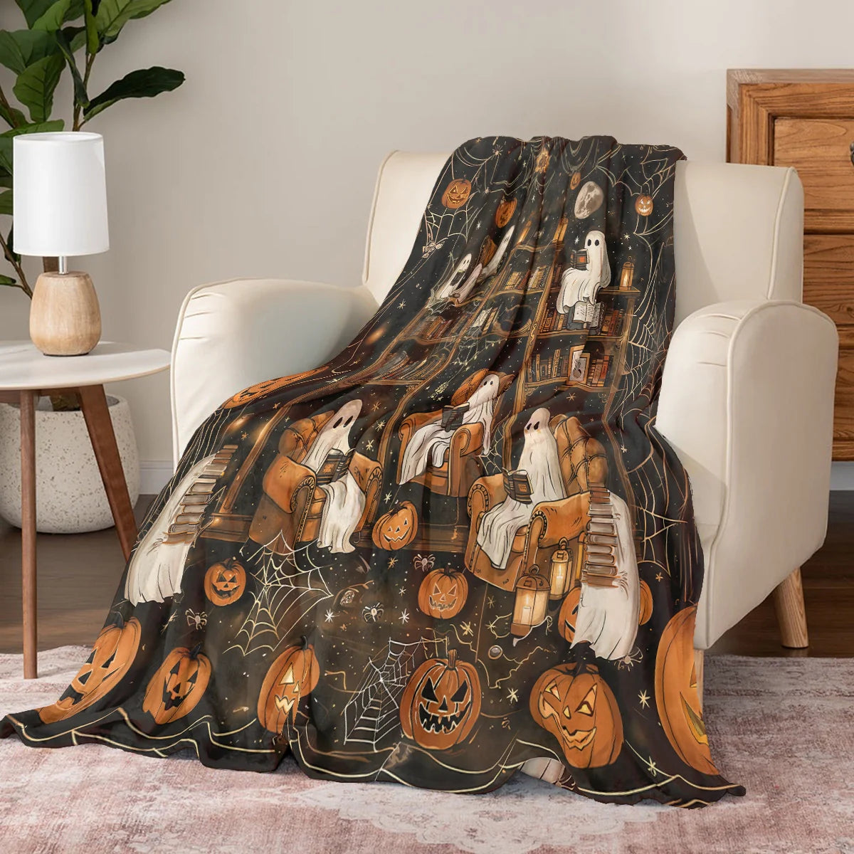 Pajabear Fleece Blanket Halloween Book Club