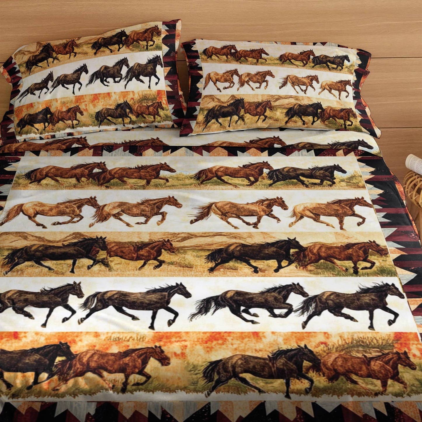 Pajabear 4-Piece Bed Sheet Set Wild Horses