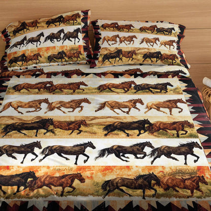 Pajabear 4-Piece Bed Sheet Set Wild Horses