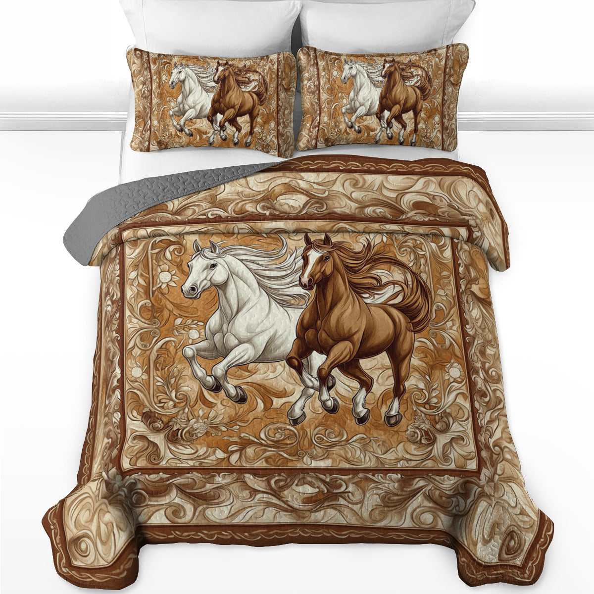 Pajabear Quilt 3-Piece Set Golden Gallop Harmony