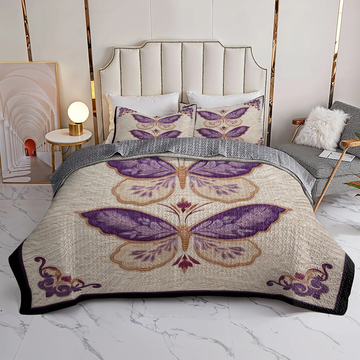 Pajabear Quilt 3-Piece Set Lavender Wings of Grace