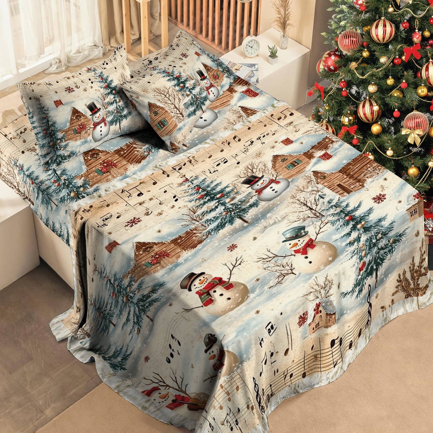 Pajabear 4-Piece Bed Sheet Set Snow Melody