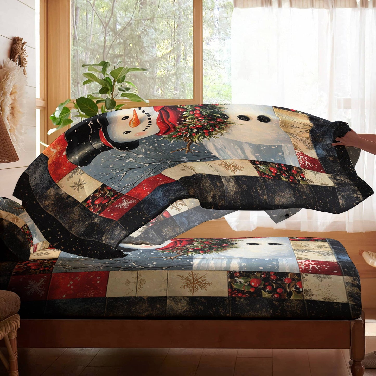 Pajabear 4-Piece Bed Sheet Set Cheery Snowman