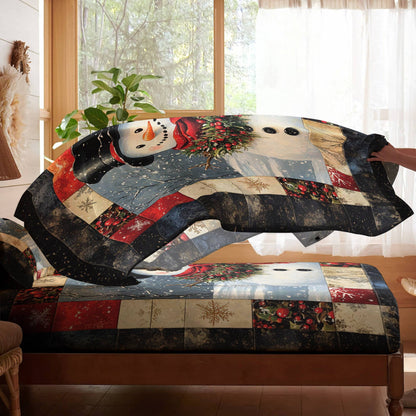 Pajabear 4-Piece Bed Sheet Set Cheery Snowman