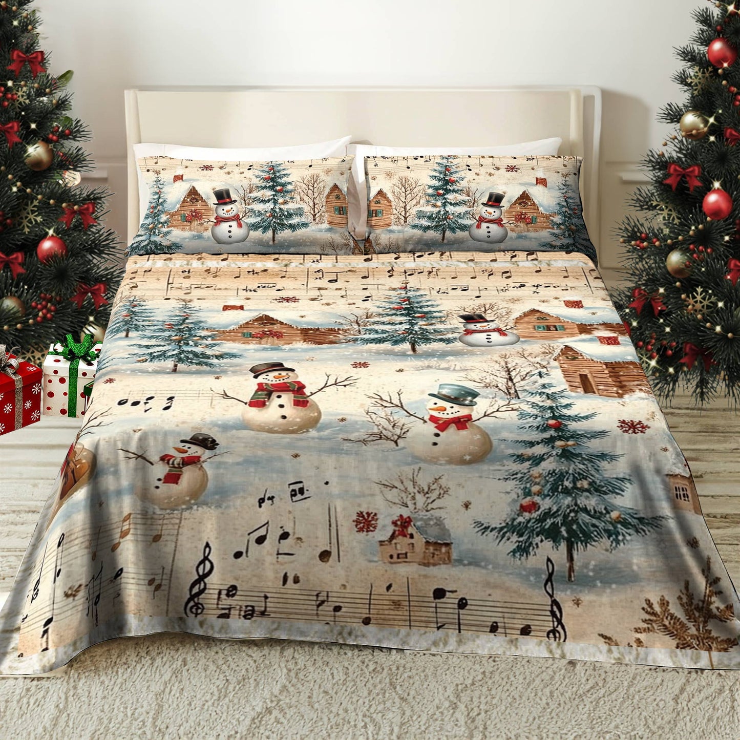 Pajabear 4-Piece Bed Sheet Set Snow Melody