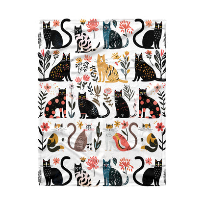 Pajabear Fleece Blanket Botanical Cat Bliss