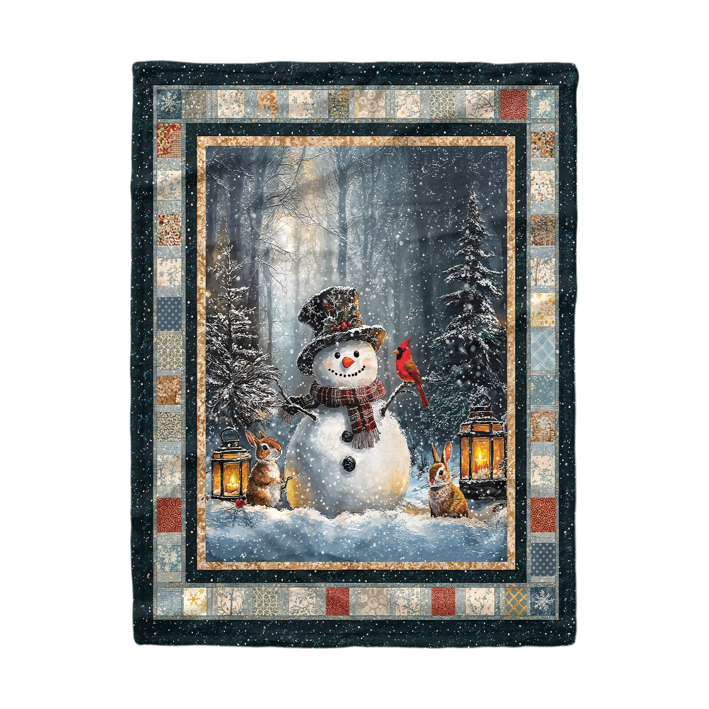 Pajabear Fleece Blanket Snowman’s Gentle Light Winter Memory