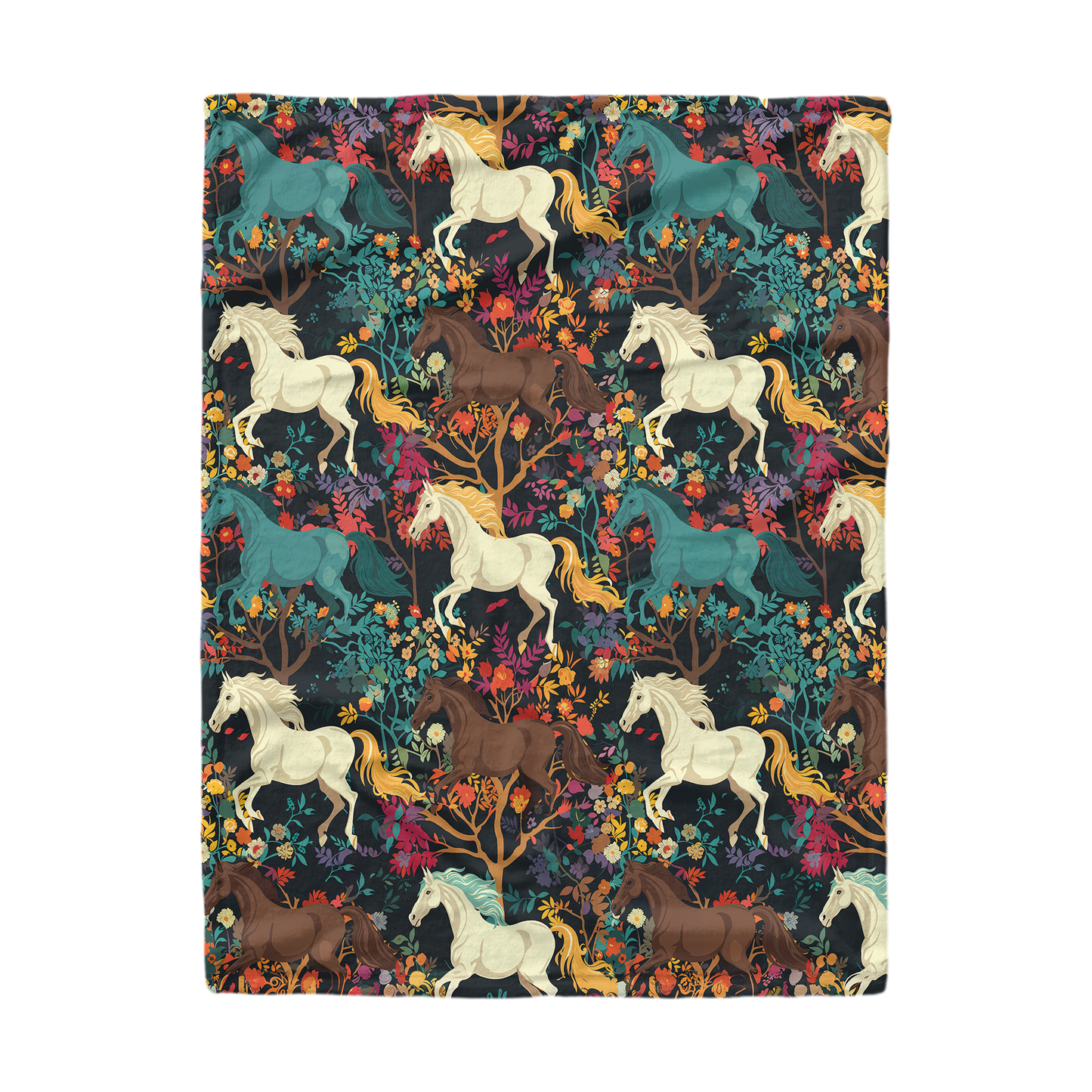 Pajabear Fleece Blanket Horse Flower