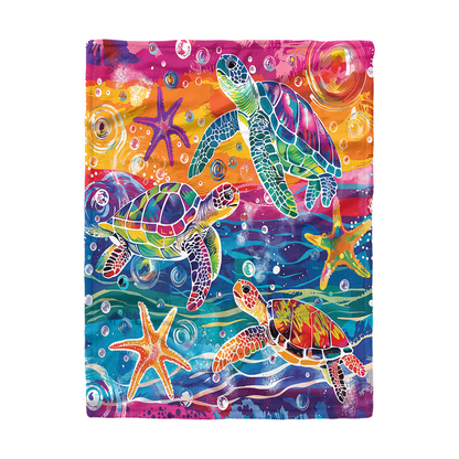 Pajabear Fleece Blanket Turtle Rainbow