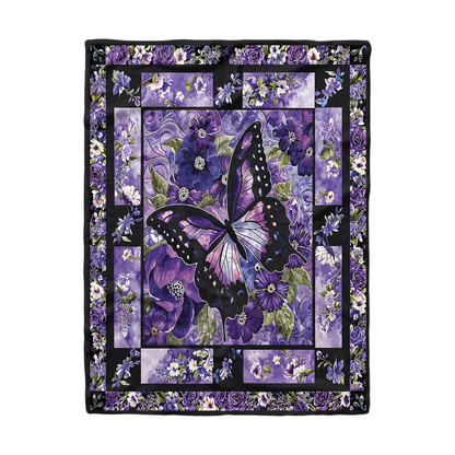 Pajabear Fleece Blanket Gorgeous Purple Butterfly Flowers