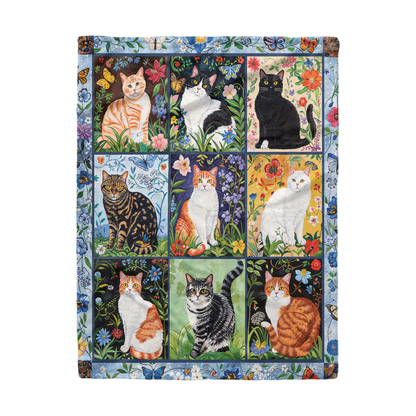 Pajabear Fleece Blanket Cat Floral Felines