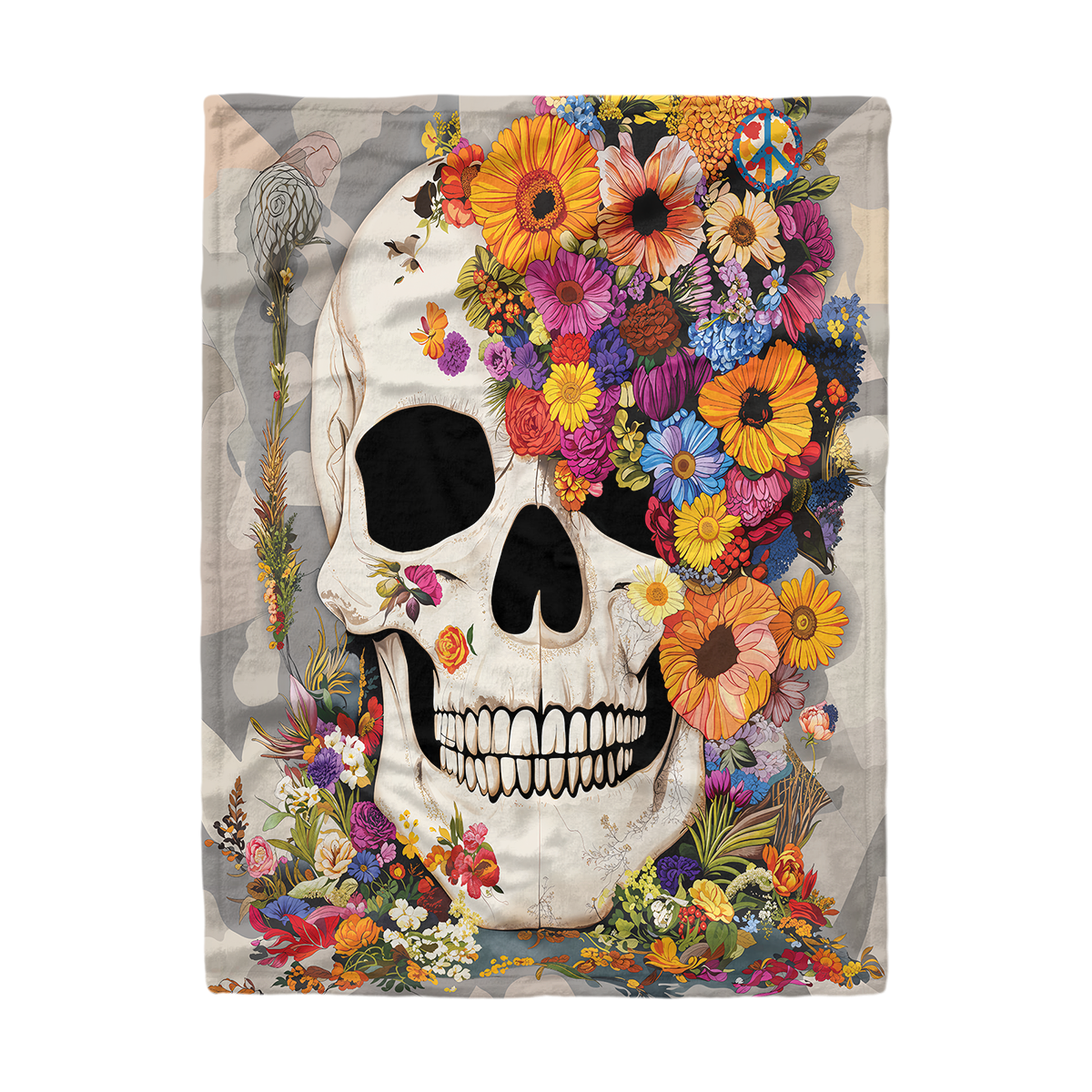Pajabear Fleece Blanket Skull Blossom