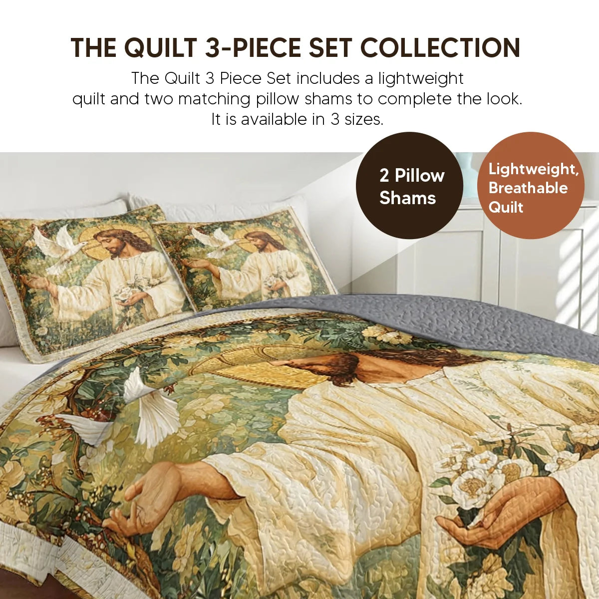 Pajabear Quilt 3-Piece Set Heavenly Garden of Grace