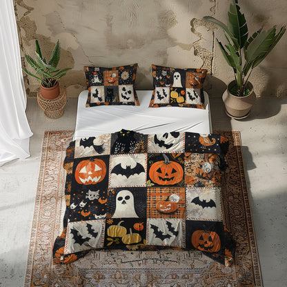 Pajabear 3 Pieces Duvet Cover Set Spooky Patchwork