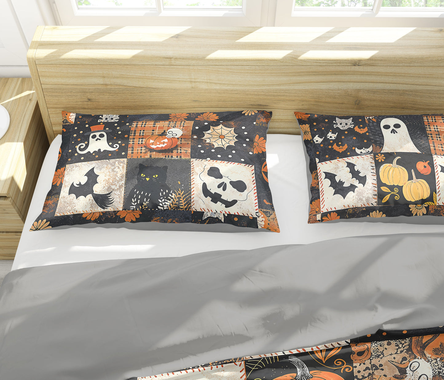 Pajabear 3 Pieces Duvet Cover Set Spooky Patchwork