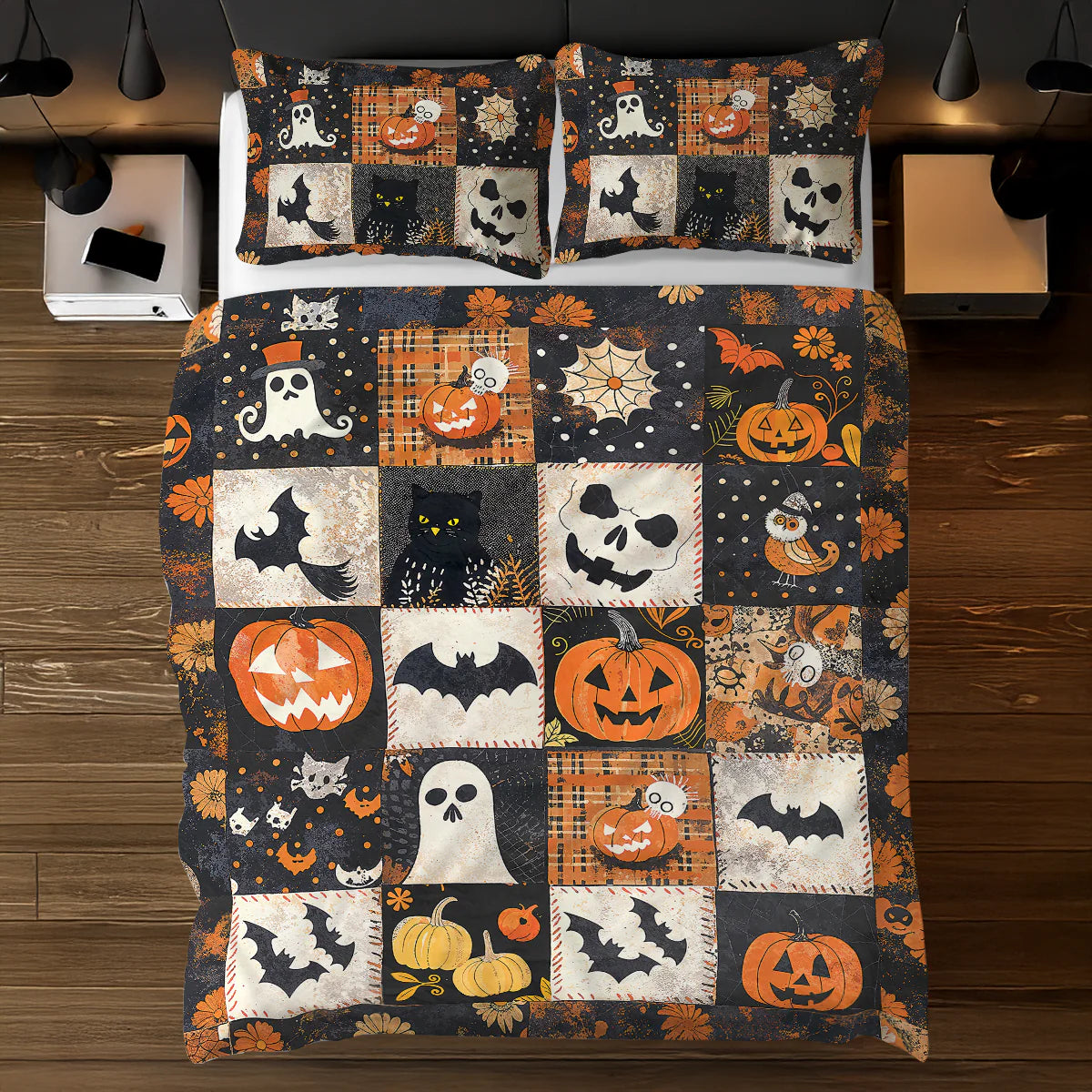 Pajabear 3 Pieces Duvet Cover Set Spooky Patchwork